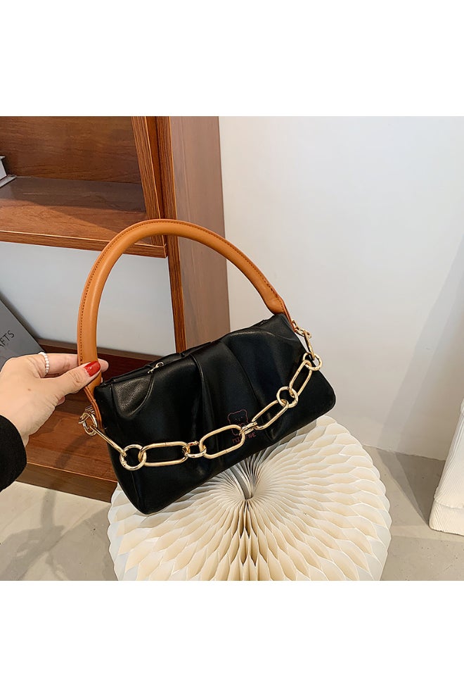 Ladies Cute Satchel Bag Black/Brown - Image 3