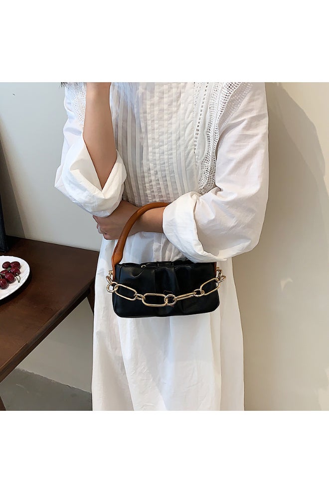 Ladies Cute Satchel Bag Black/Brown - Image 4