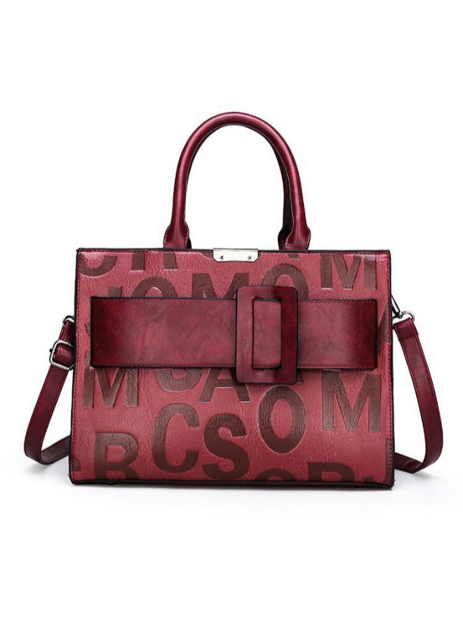 Summer Fashion Striped Shoulder Bag Wine Red  - Image 1
