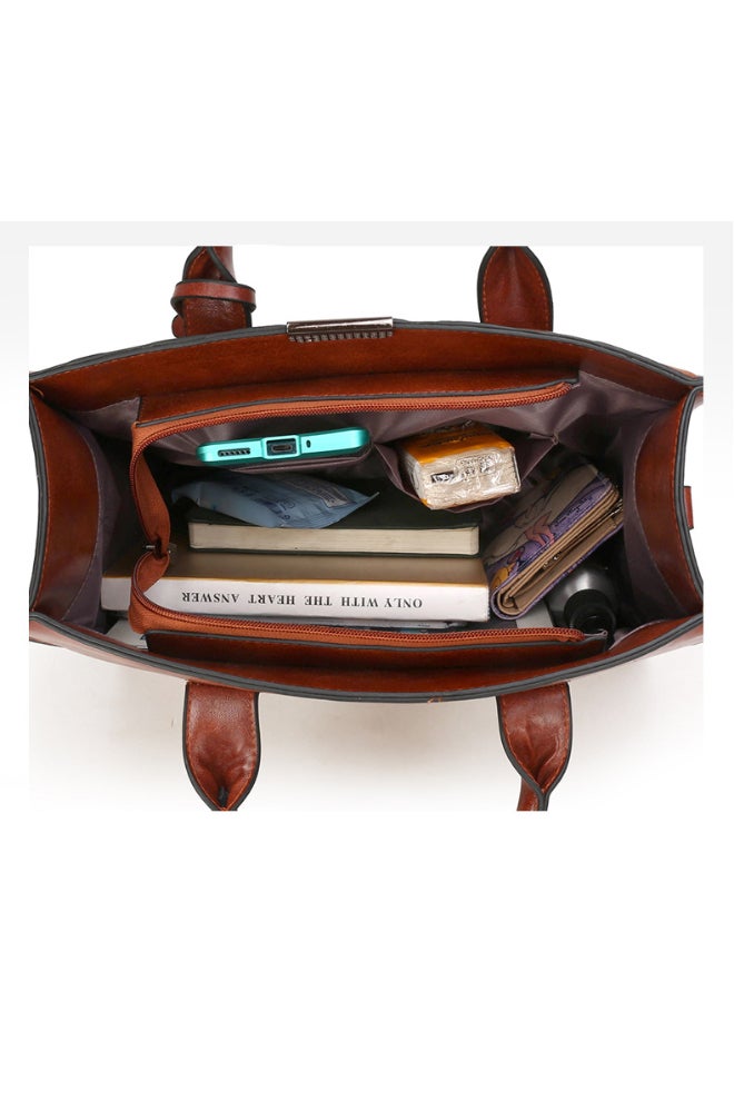 Summer Fashion Striped Shoulder Bag Dark Brown  - Image 3