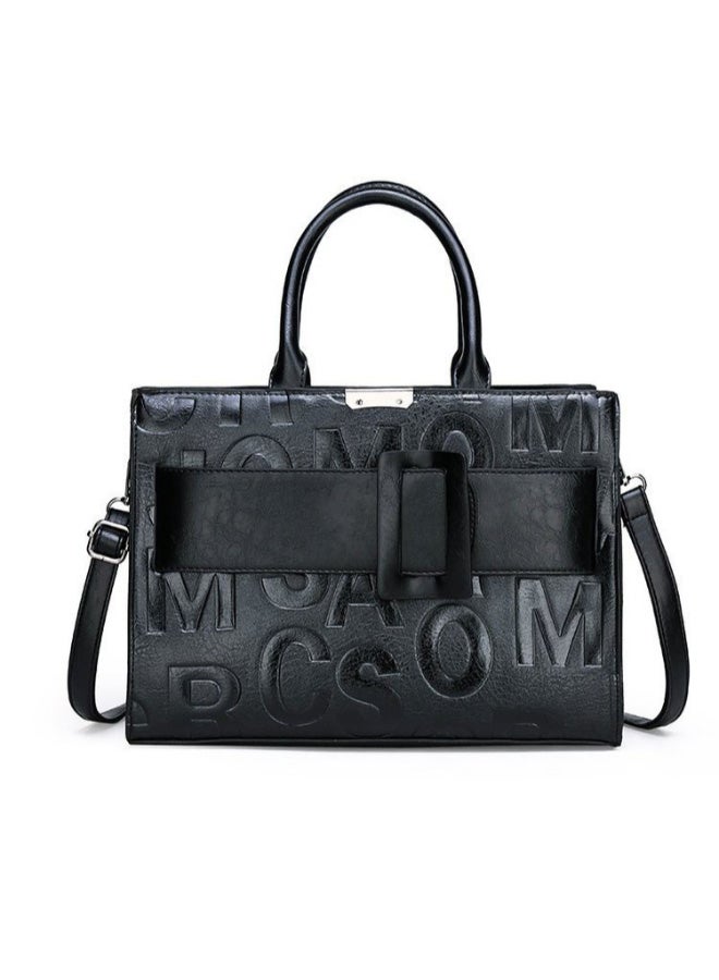 Summer Fashion Striped Shoulder Bag Black  - Image 1