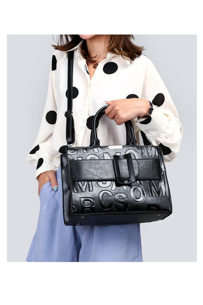 Summer Fashion Striped Shoulder Bag Black  - Image 2