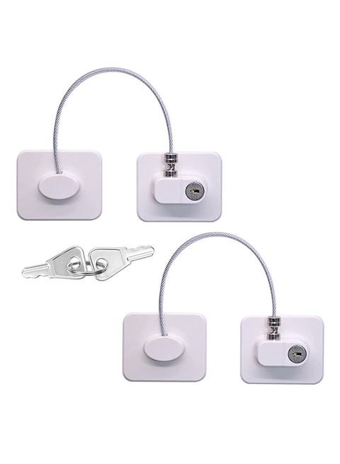 2-Piece Child Safety Cable Fridge Window Lock With Key Set
