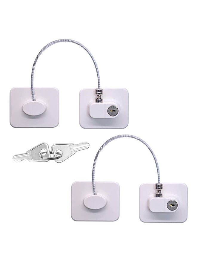 2-Piece Child Safety Cable Fridge Window Lock With Key Set