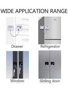 Generic Pack of 4 Child Safety Cable Fridge Window Lock With Key Set - Black/White  - Image 5