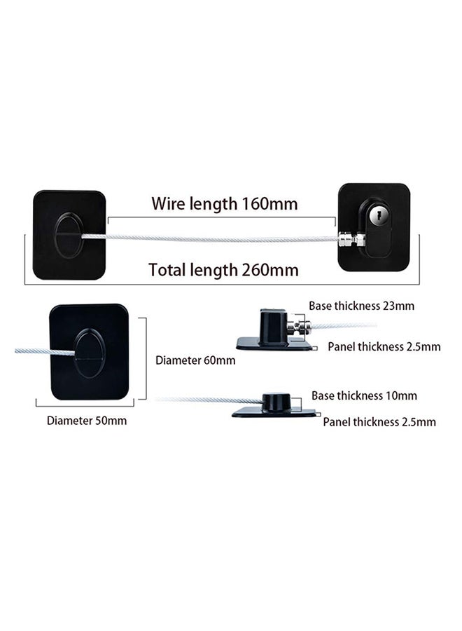 Generic - Pack Of 2 Child Safety Cable Fridge Window Lock With Key Set - Image 1
