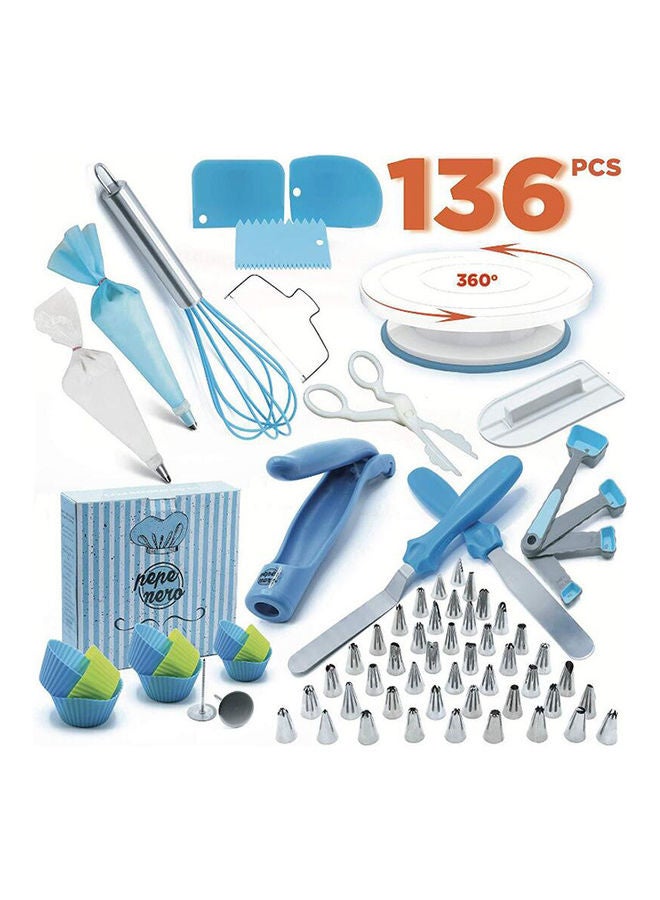 عربست 136-Piece Cake Decorating SetBaking Accessories Kit Blue 28cm  - Image 1