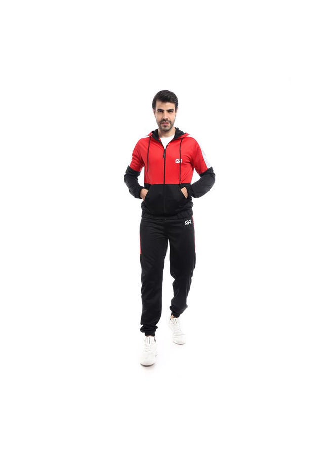 Caesar Casual Hoodie With Pants Training Suit Black-Red  - Image 1