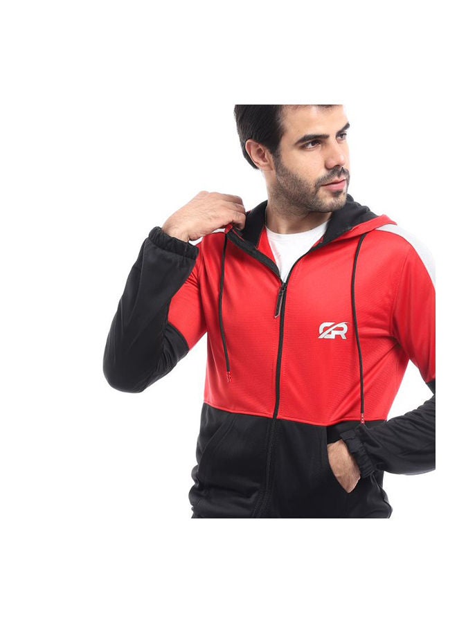 Caesar Casual Hoodie With Pants Training Suit Black-Red  - Image 4