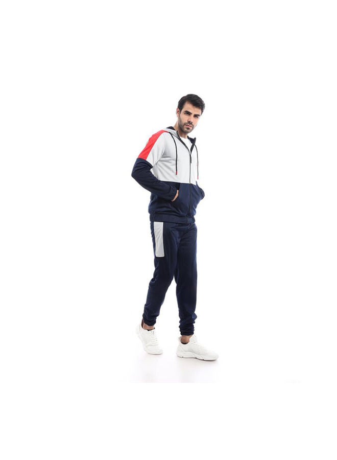 Caesar Casual Hoodie With Pants Training Suit Navy-Grey  - Image 2