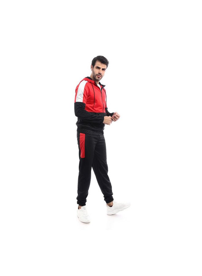 Caesar Casual Hoodie With Pants Training Suit Black-Red  - Image 2
