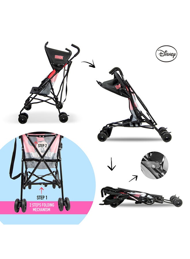 Disney - Mickey Mouse 3D Ears Lightweight Buggy Stroller 3 - 36 Months, Pink, Rear Breaks, Shoulder Strap - Image 1