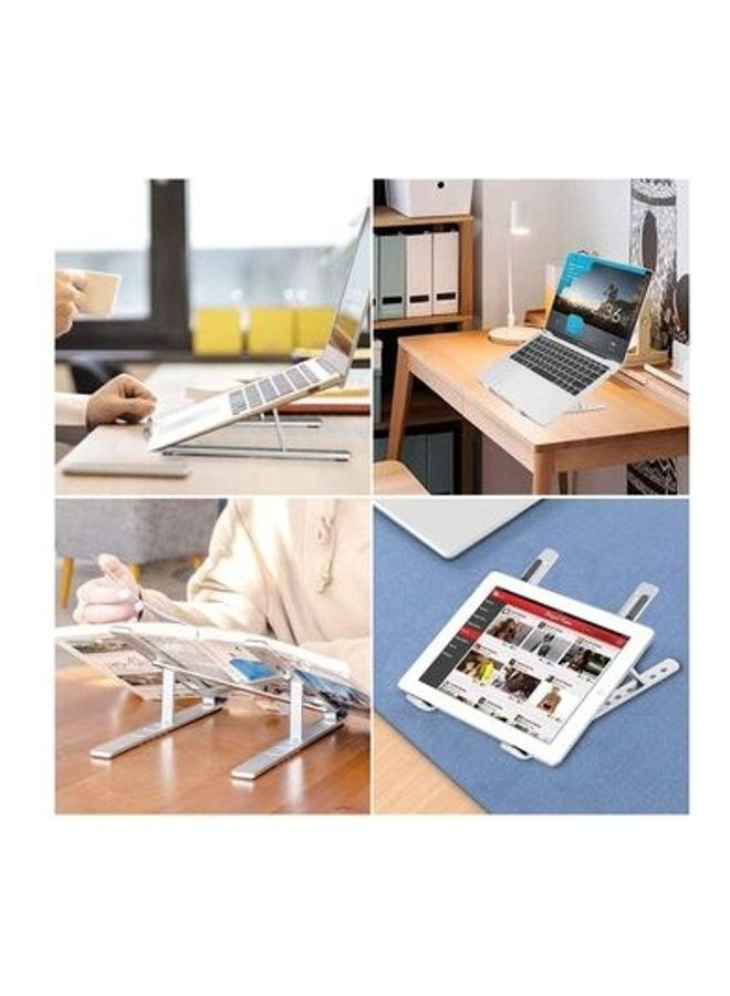Adjustable Aluminum Alloy Folding Tablet, Laptop Stand Compatible MacBook Air Pro/HP/Lenovo White  - Image 3
