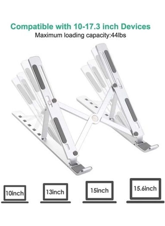 Adjustable Aluminum Alloy Folding Tablet, Laptop Stand Compatible MacBook Air Pro/HP/Lenovo White  - Image 4