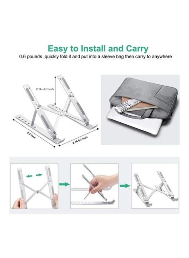 Adjustable Aluminum Alloy Folding Tablet, Laptop Stand Compatible MacBook Air Pro/HP/Lenovo White  - Image 2