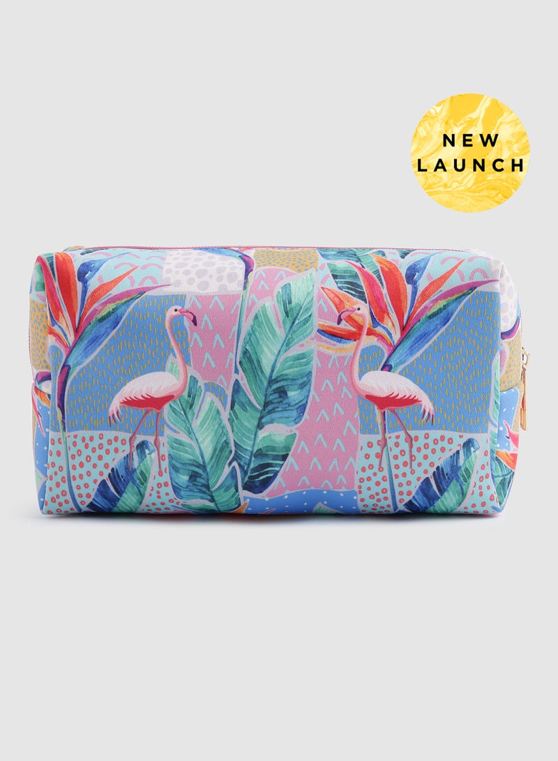 Aila Canvas Makeup Bag Flamingo - Image 1