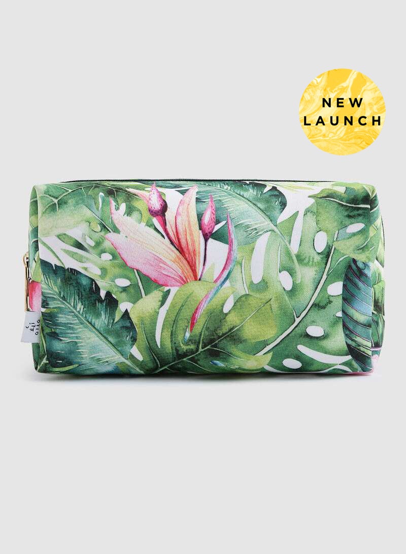 Aila Canvas Makeup Bag Tropical - Image 1