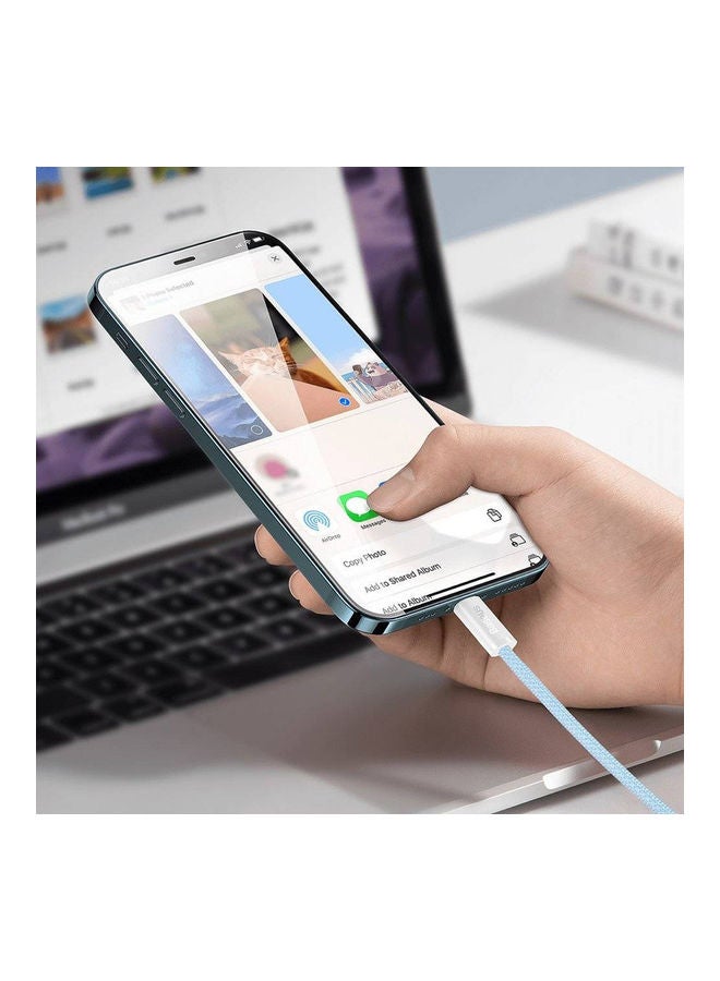 Baseus Dynamic Series Fast Charging Type-C Cable To Apple iPhone Power Delivery 20W 2.4A Charger Cord Compatible With Apple iPhone 13/12/11/XS Max/XS/XR/8/7/6S/6/5, iPad And More 2m Blue  - Image 5