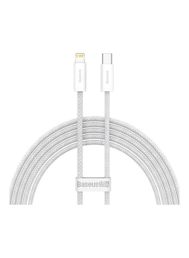 Baseus Dynamic Series Fast Charging Data Cable Type-C To iPhone Power Delivery 20W 2.4A Charger Cord Compatible With 13/12/11/XS ax/XS/XR/8/7/6S/6/5, iPad And More -(2m) - White  - Image 2