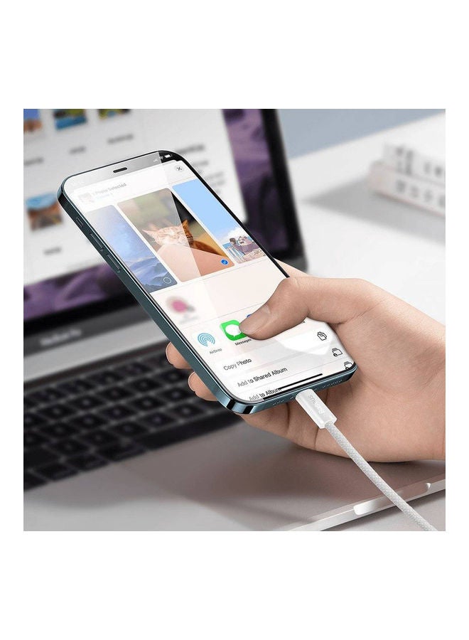 Baseus Dynamic Series Fast Charging Data Cable Type-C To iPhone Power Delivery 20W 2.4A Charger Cord Compatible With 13/12/11/XS ax/XS/XR/8/7/6S/6/5, iPad And More -(2m) - White  - Image 5