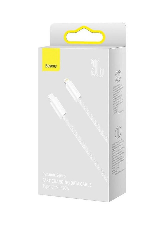 Baseus Dynamic Series Fast Charging Data Cable Type-C To iPhone Power Delivery 20W 2.4A Charger Cord Compatible With 13/12/11/XS ax/XS/XR/8/7/6S/6/5, iPad And More -(2m) - White  - Image 3
