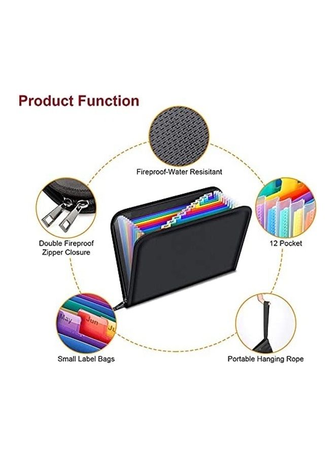 حقيبة واقية للمستندات مضادة للماء ومقاومة للحريق أسود - Image 2