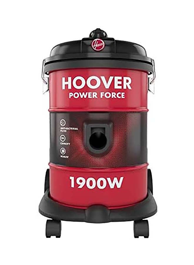HOOVER Power Force Drum Vacuum Cleaner With Blower Function For Home And Office Use - 18 L 1900 W HT87-T1-M Red/Black - Image 1
