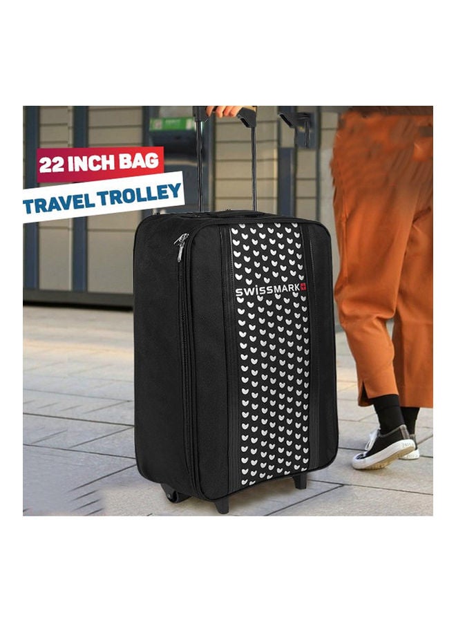 Printed Luggage Trolley Bag 22-Inch Black/White