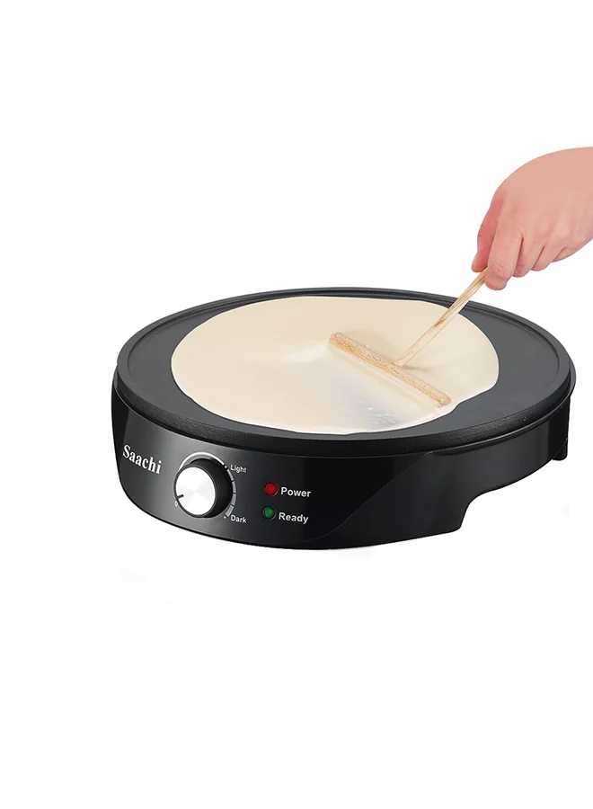 Saachi Anjero / Crepe Maker with Adjustable Temperature Control, Accessories include Wooden Spreader Stick and Spatula 1000 W NL-CM-1863-BK Black