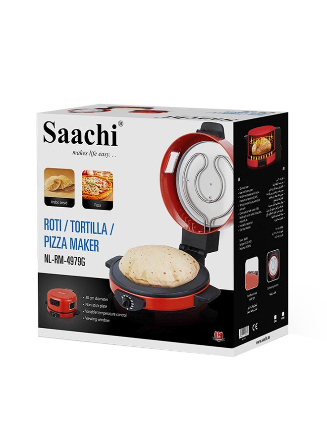 Roti/Tortilla/Pizza Bread Maker with a Viewing Window, Adjustable Temperature Control and Non-Stick Heating Plate 1800 W NL-RM-4979G-RD Red - v1634197459/N51346460A_5