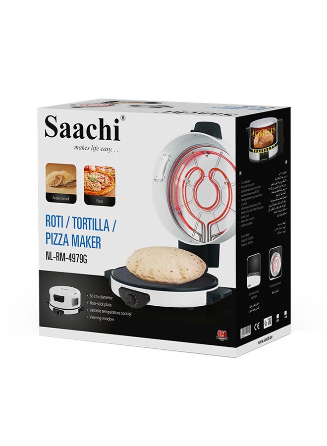 Saachi - Roti/Tortilla/Pizza Bread Maker with a Viewing Window, Adjustable Temperature Control and Non-Stick Heating Plate 1800 W NL-RM-4979G-WH White - Image 1