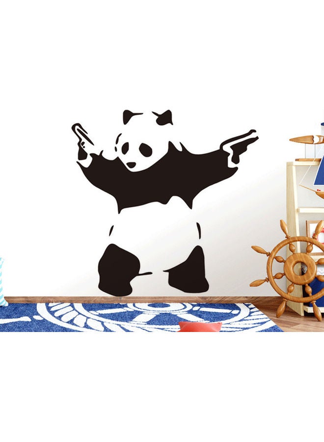 Double Gun Panda Funny Creative Wall Sticker Black 42x42cm - Image 1