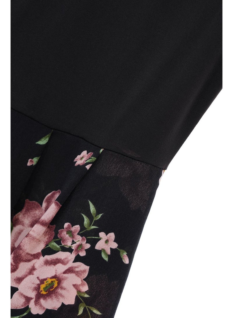 Aila - Casual Floral Printed A Line Flare Midi Dress Multicolour - Image 1