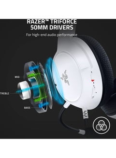 RAZER Kaira X Wired Headset for Xbox Series X|S, Xbox One, PC, Mac & Mobile Devices: Triforce 50mm Drivers - HyperClear Cardioid Mic - Flowknit Memory Foam Ear Cushions - On-Headset Controls - White  - Image 2