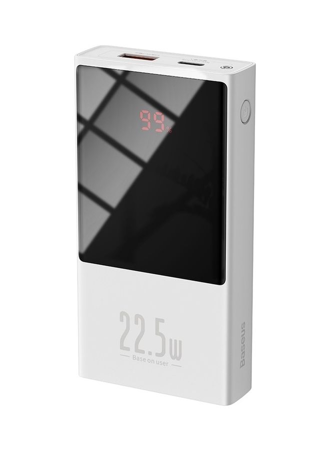 بيسوس 10000mAh Type-C PD Fast Charging Power Bank With LED Digital Display Portable Charger 22.5W Compatible For Apple iPhone 13/12/11/Xs/8 Plus/Samsung S9 Switch And More White - Image 1