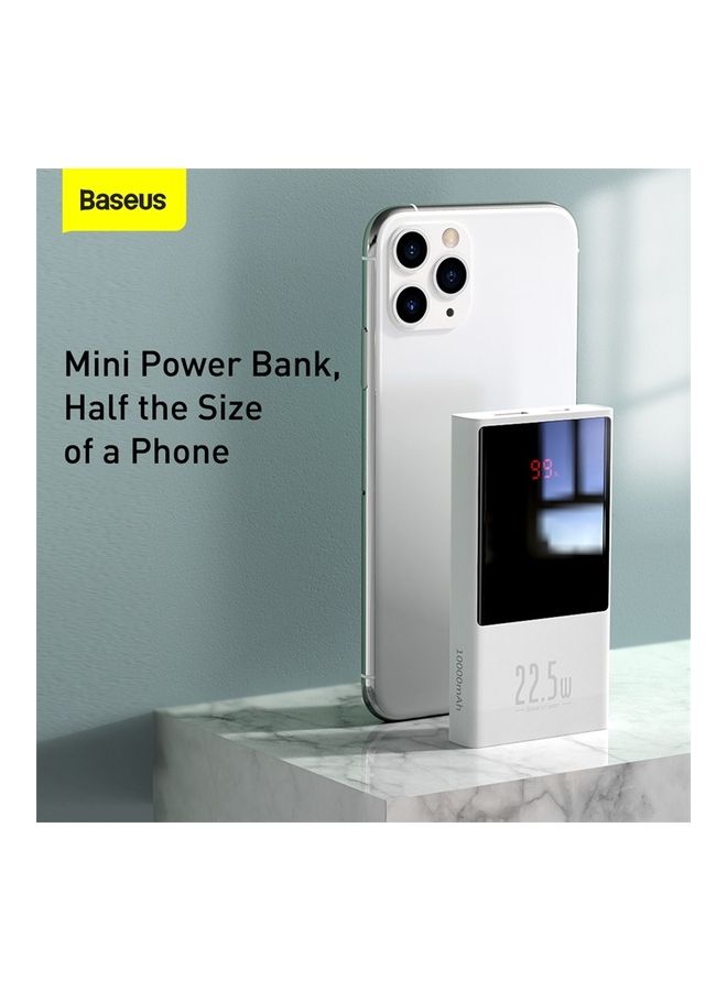 بيسوس 10000mAh Type-C PD Fast Charging Power Bank With LED Digital Display Portable Charger 22.5W Compatible For Apple iPhone 13/12/11/Xs/8 Plus/Samsung S9 Switch And More White - Image 3