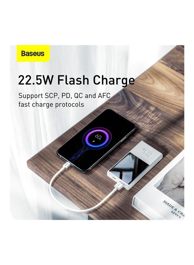 بيسوس 10000mAh Type-C PD Fast Charging Power Bank With LED Digital Display Portable Charger 22.5W Compatible For Apple iPhone 13/12/11/Xs/8 Plus/Samsung S9 Switch And More White - Image 4