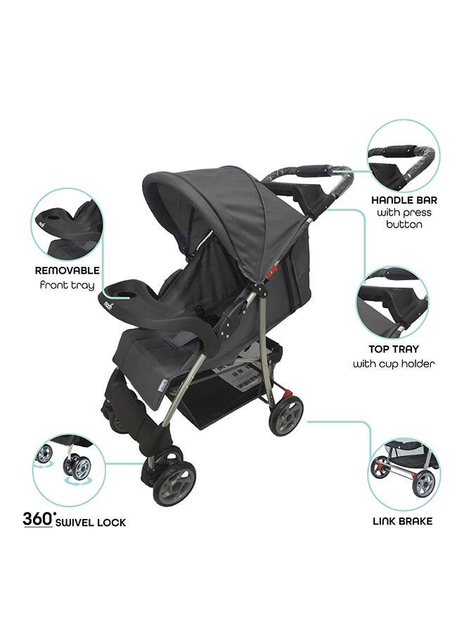 Moon Easy  One Hand Fold Stroller With Multi-Postion Reclining Seat For Infant, 0 Months +, Dark Grey  - Image 3