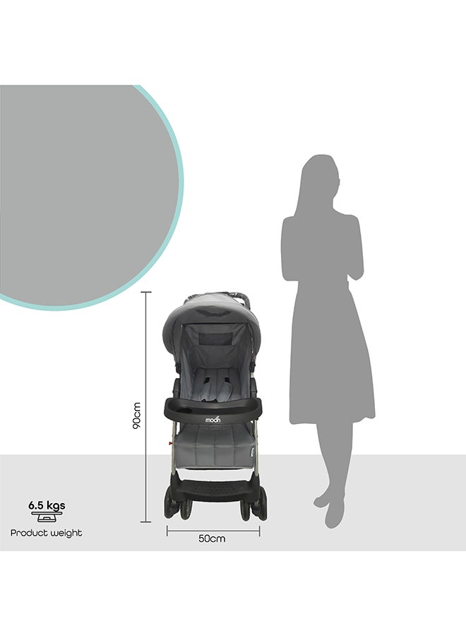 Moon Easy  One Hand Fold Stroller, Multi-Postion Reclining Seat For Infant  - Grey  - Image 4