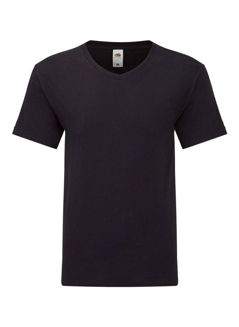 FRUIT OF THE LOOM Iconic 150 V-Neck T-Shirt Black - Image 1