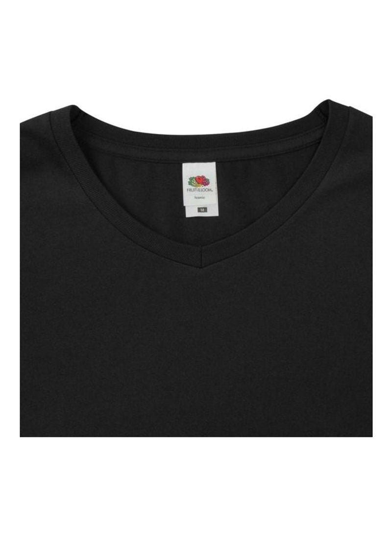 FRUIT OF THE LOOM Iconic 150 V-Neck T-Shirt Black - Image 4