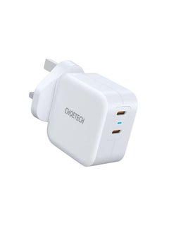 CHOETECH Dual USB-C Charger For Apple/Samsung/Huawei/Mi/Xiaomi/Oppo/Vivo White  - Image 1