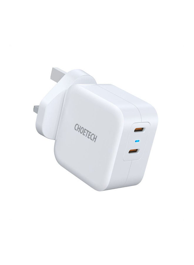 Dual USB-C Charger For Apple/Samsung/Huawei/Mi/Xiaomi/Oppo/Vivo White