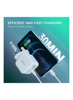 CHOETECH Dual USB-C Charger For Apple/Samsung/Huawei/Mi/Xiaomi/Oppo/Vivo White  - Image 2