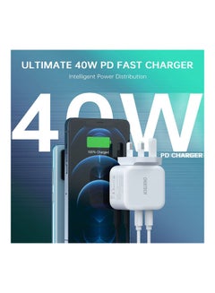 CHOETECH Dual USB-C Charger For Apple/Samsung/Huawei/Mi/Xiaomi/Oppo/Vivo White  - Image 5