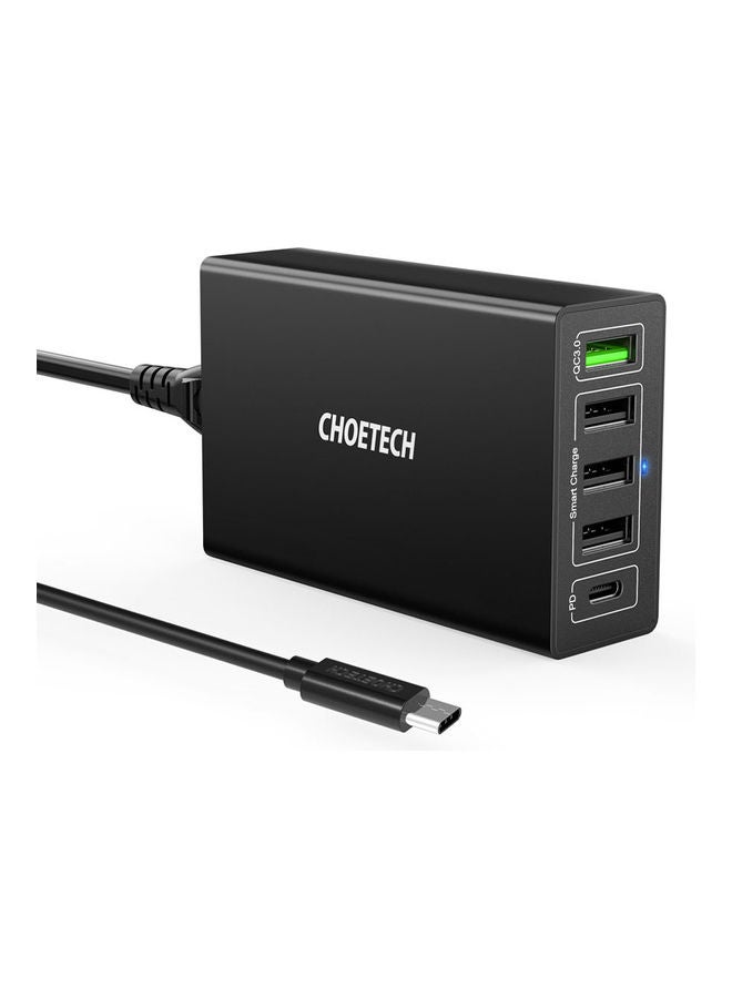 CHOETECH 5-Ports USB-C Charger Black - Image 1