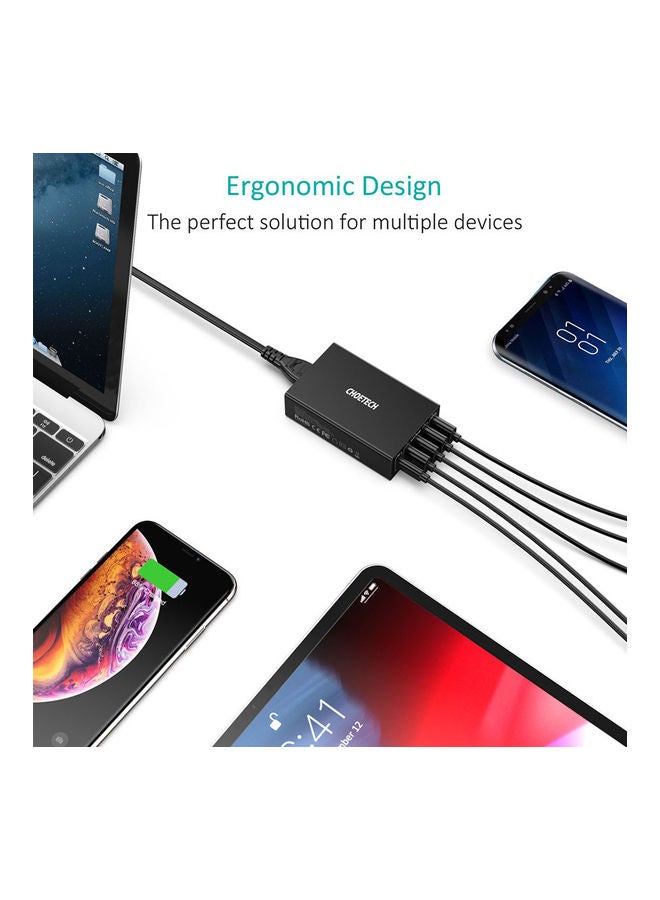 CHOETECH 5-Ports USB-C Charger Black - Image 3