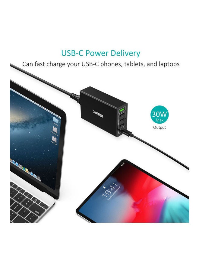 CHOETECH 5-Ports USB-C Charger Black - Image 4