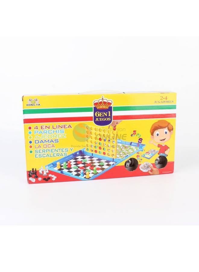 Generic - 2-4 Players 6 in 1 kids Snake & Ladder Chess Ludo Game - Image 1