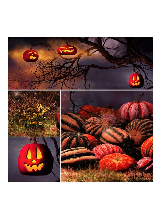 Generic - Halloween Theme Portrait Photography Background with Pumpkin Pattern Multicolour - Image 1